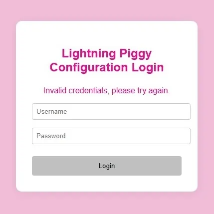 Lightning Piggy Configuration Login