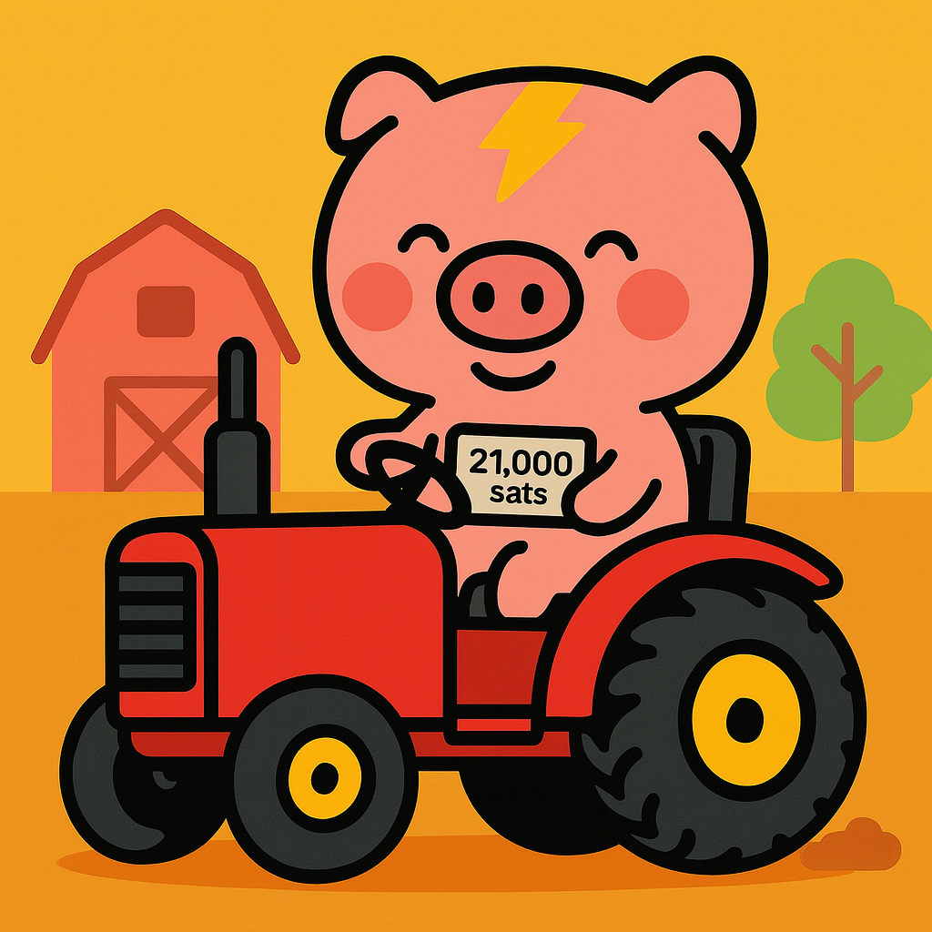 LightningPiggy on a tractor