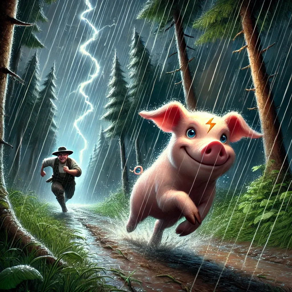Lightning Piggy origin story illustration